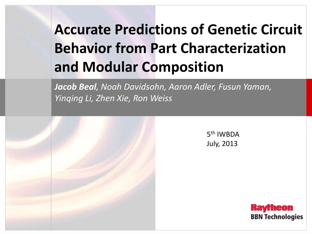 accurate predictions of genetic circuit behavior