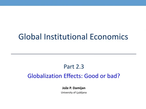 Global Institutional Economics
