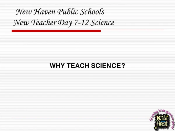 New Haven Public Schools New Teacher Day 7-12 Science