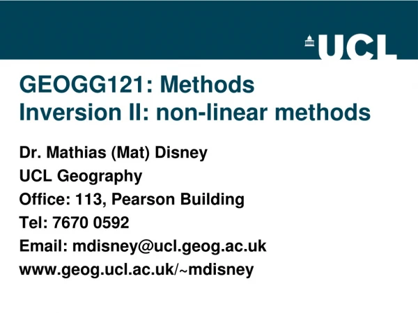 GEOGG121: Methods Inversion II: non-linear methods