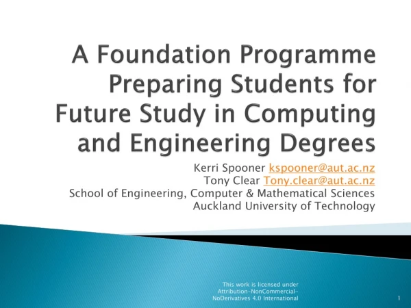 A Foundation Programme Preparing Students for Future Study in Computing and Engineering Degrees