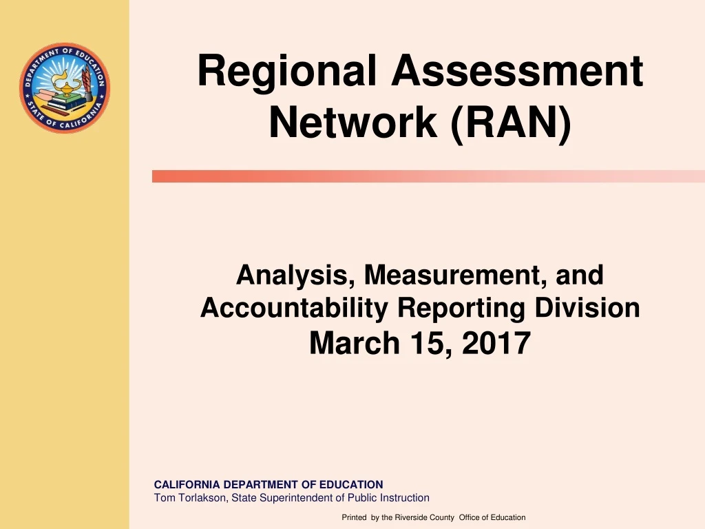 regional assessment network ran