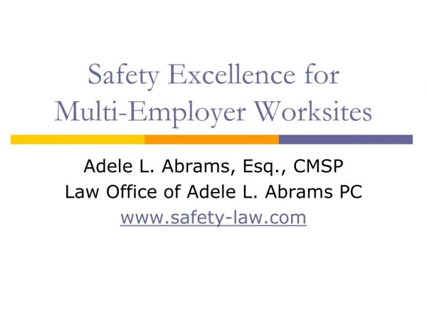 Safety Excellence for Multi-Employer Worksites