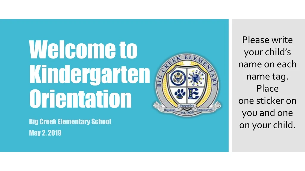 welcome to kindergarten orientation