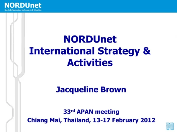 NORDUnet International Strategy &amp; Activities