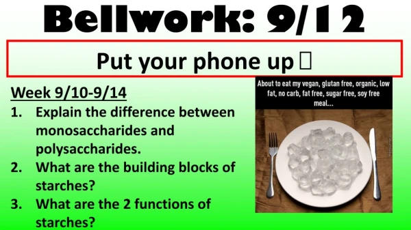 Bellwork: 9/12