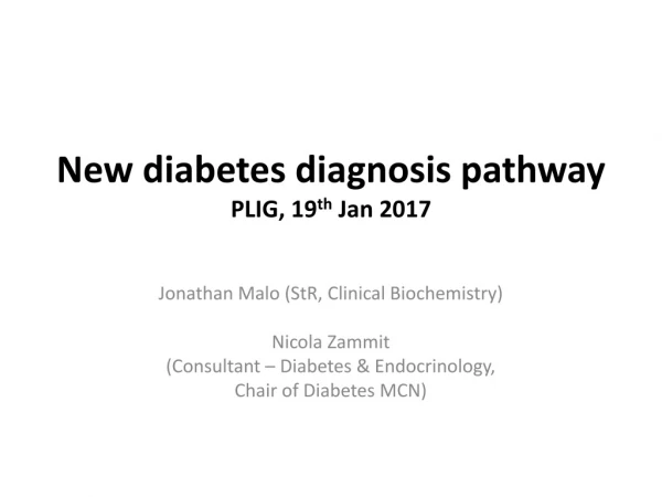 New diabetes diagnosis pathway PLIG, 19 th Jan 2017