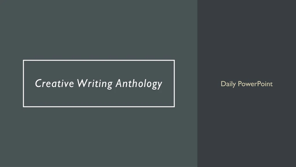 creative writing anthology