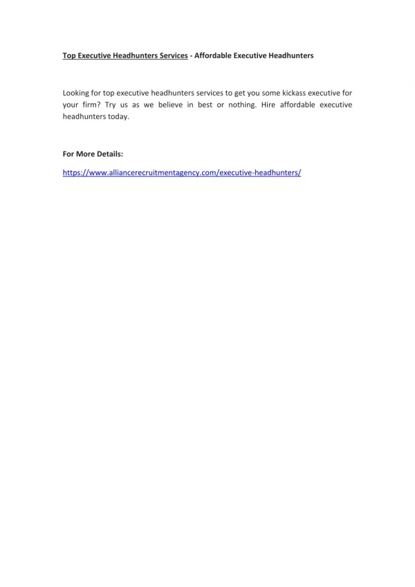 top executive headhunters services affordable