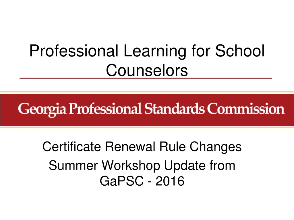 professional learning for school counselors