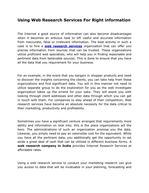 using web research services for right information