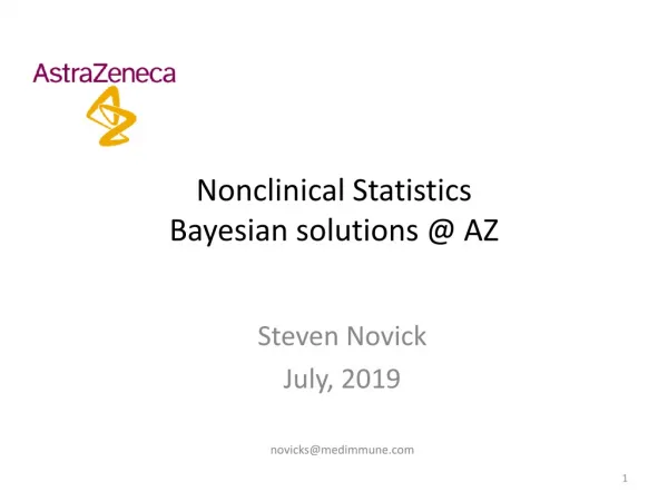 Nonclinical Statistics Bayesian solutions @ AZ