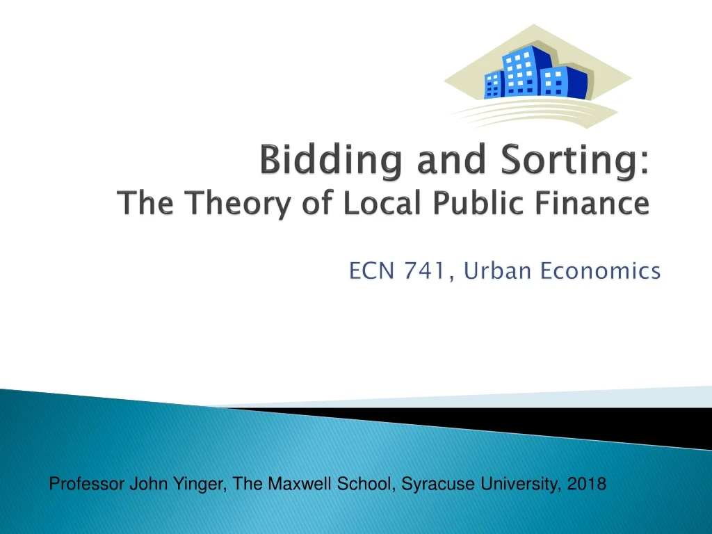 bidding and sorting the theory of local public finance