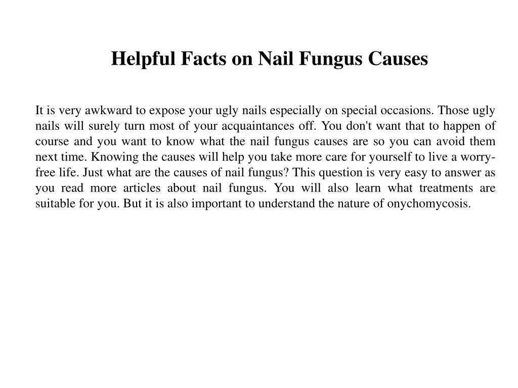 helpful facts on nail fungus causes