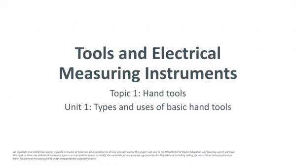 Tools and Electrical Measuring Instruments