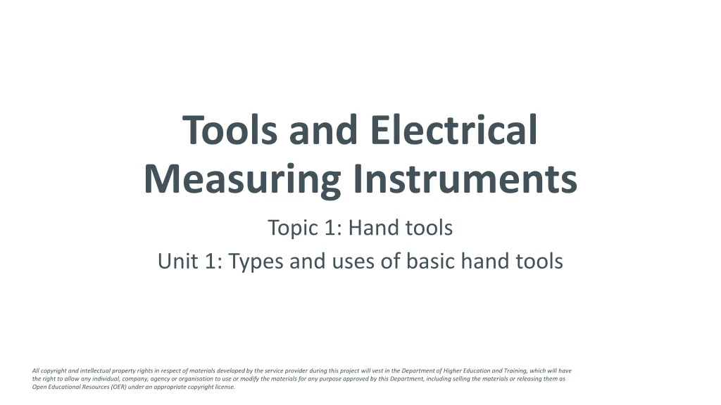 tools and electrical measuring instruments