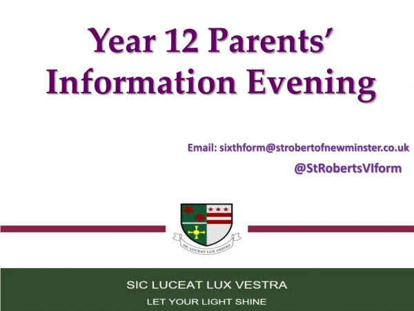 Year 12 Parents’ Information Evening