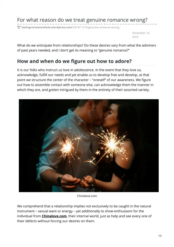 for what reason do we treat genuine romance wrong
