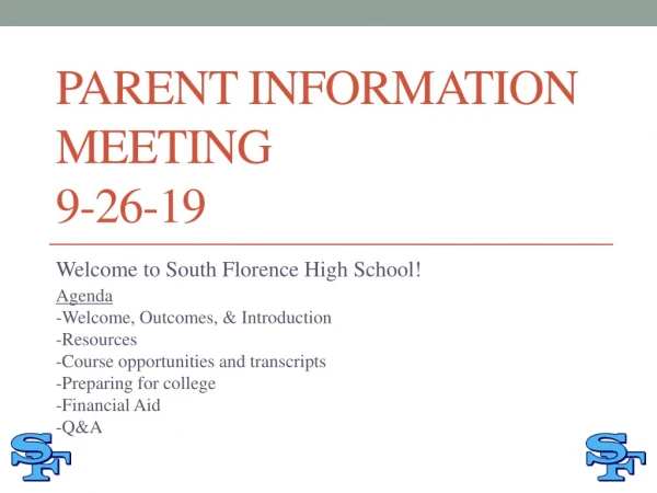 Parent Information Meeting 9-26-19