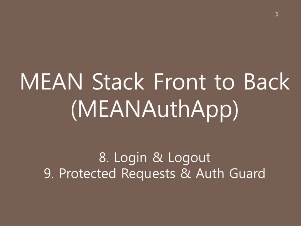 MEAN Stack Front to Back (MEANAuthApp)