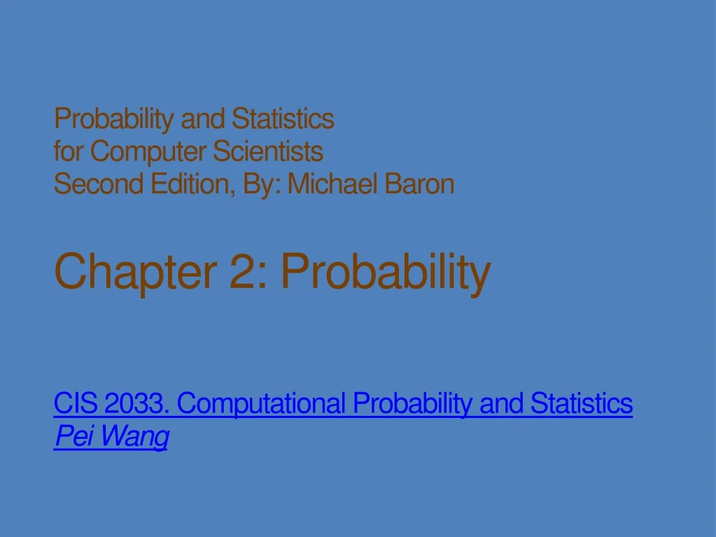 probability and statistics for computer