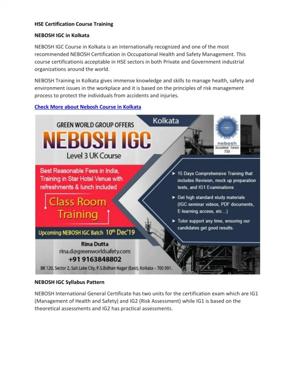 hse certification course training