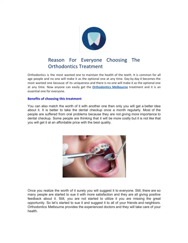 Reason For Everyone Choosing The Orthodontics Treatment