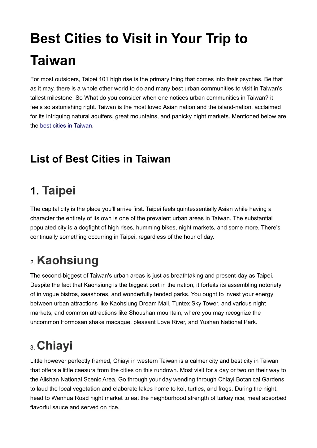 best cities to visit in your trip to taiwan