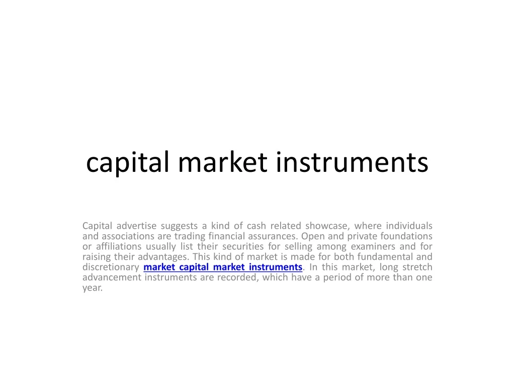 capital market instruments