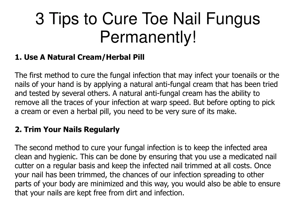 3 tips to cure toe nail fungus permanently