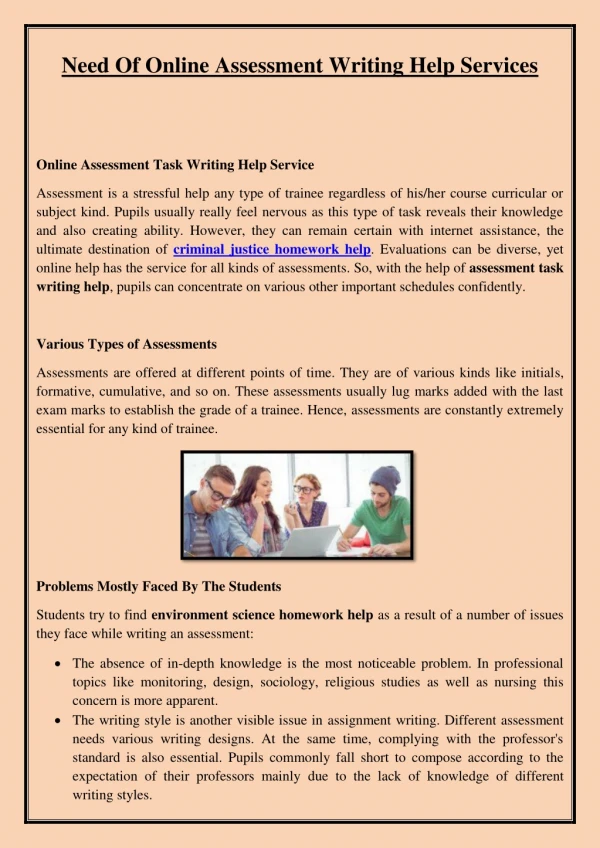 need of online assessment writing help services