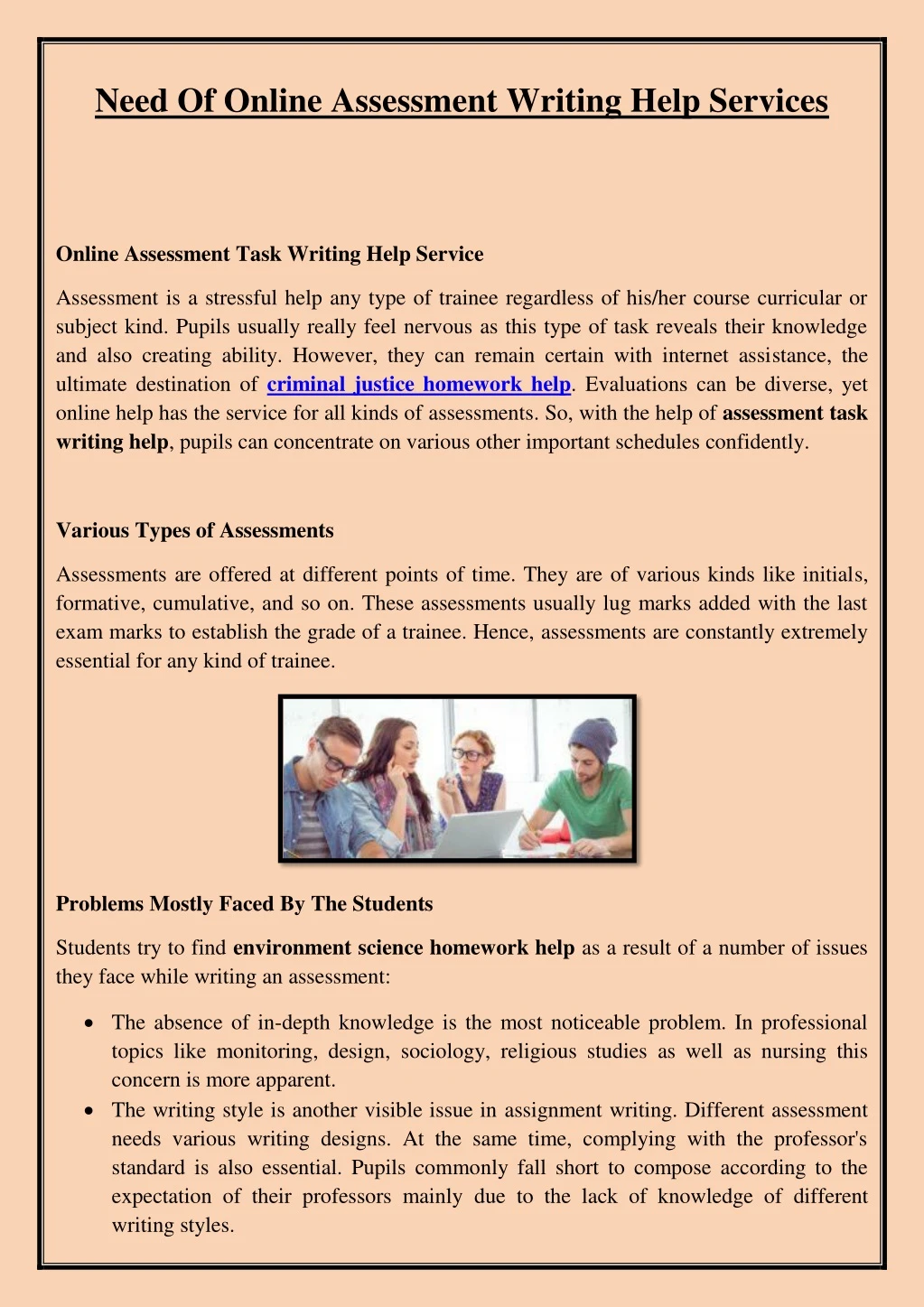need of online assessment writing help services