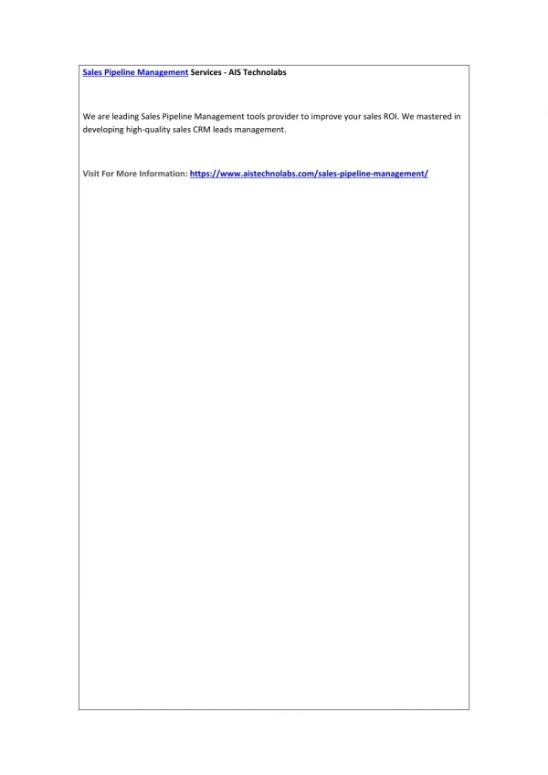 sales pipeline management services ais technolabs
