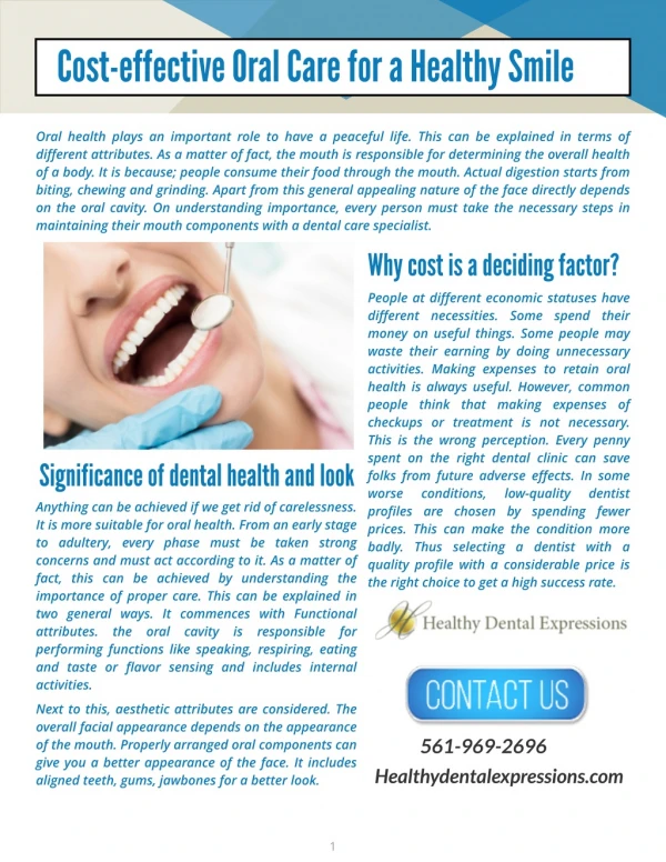 Cost Effective Oral Care for a Healthy Smile
