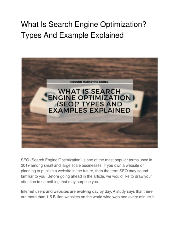 What Is Search Engine Optimization? Types And Example Explained