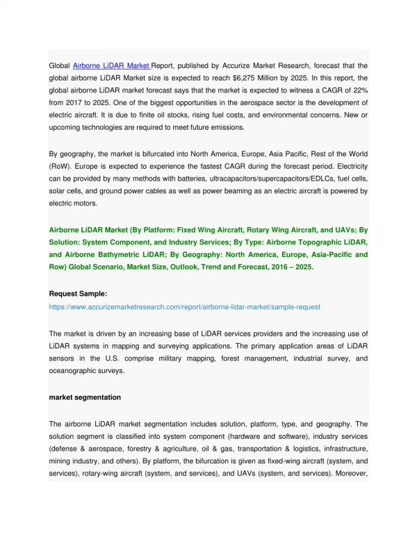 global airborne lidar market report published
