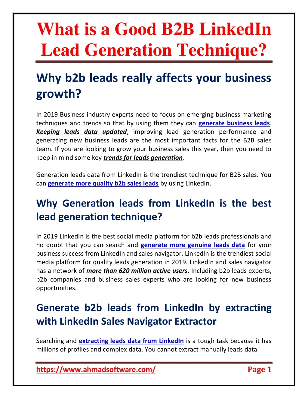 what is a good b2b linkedin lead generation