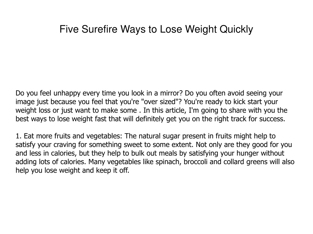 five surefire ways to lose weight quickly