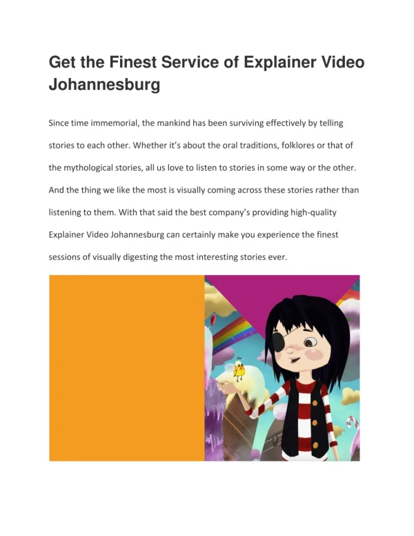Get the finest service of explainer video johannesburg