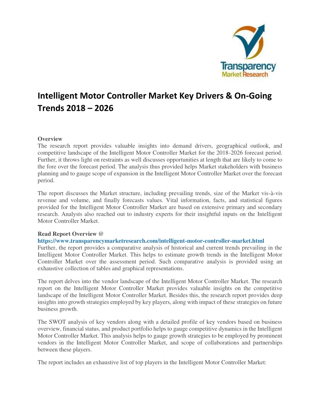 intelligent motor controller market key drivers