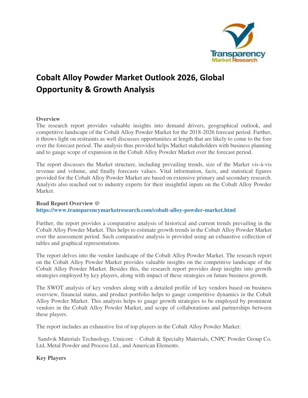 cobalt alloy powder market outlook 2026 global