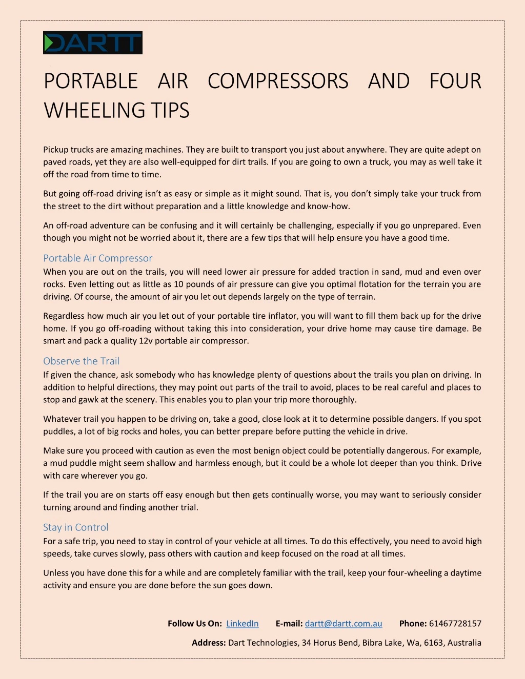 portable air compressors and four wheeling tips