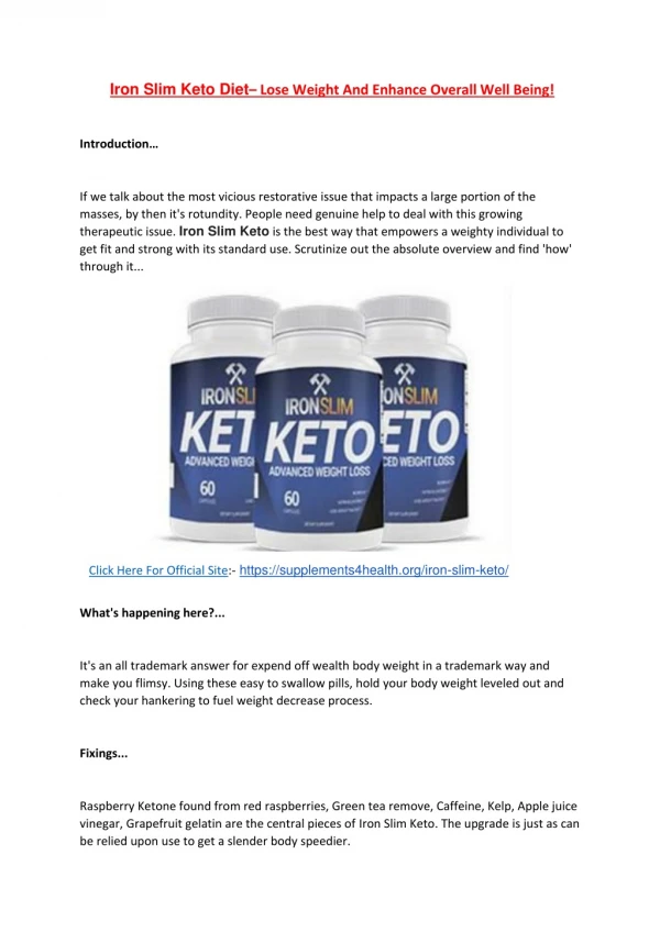 Iron Slim Keto Price, Cost, Reviews, Is It Best Weight Loss Pills Or Not