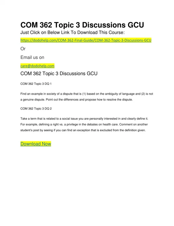 COM 362 Topic 3 Discussions GCU