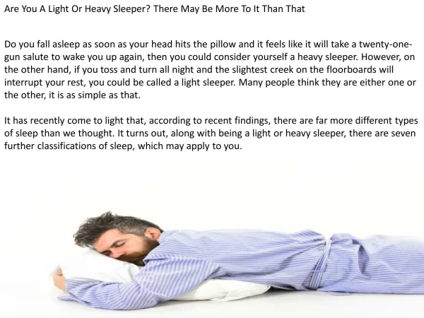 Are You A Light Or Heavy Sleeper? There May Be More To It Than That
