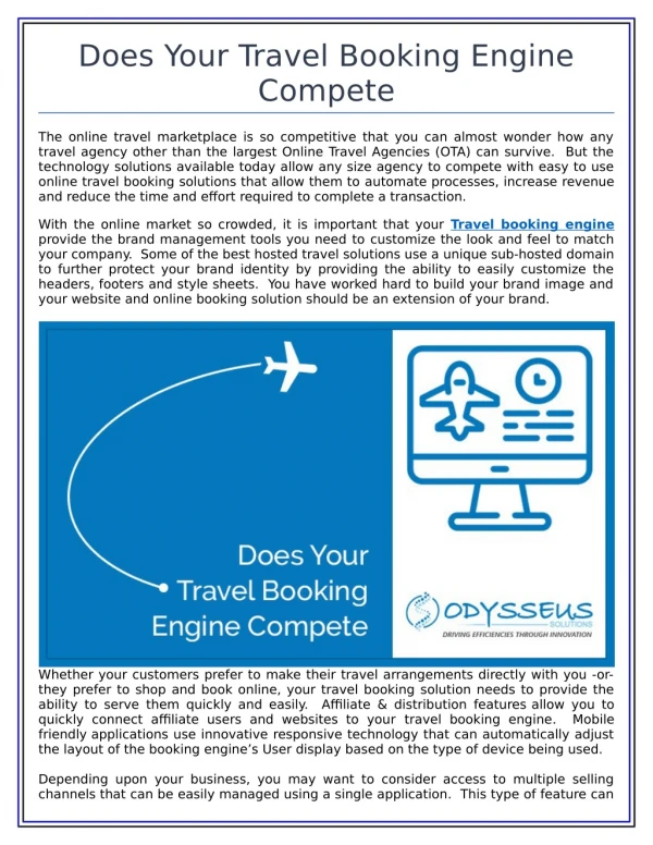 Does Your Travel Booking Engine Compete