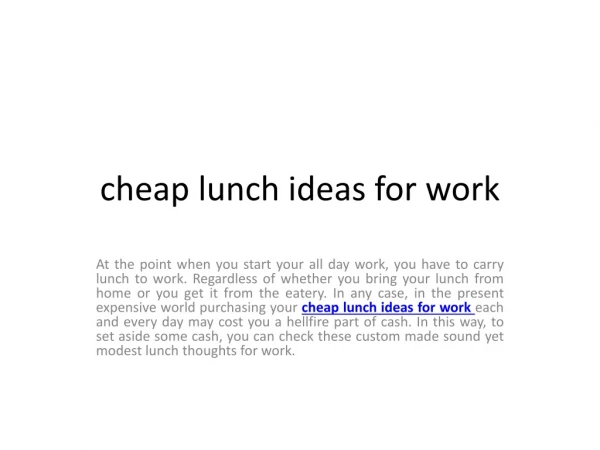 cheap lunch ideas for work