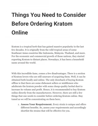 Things You Need to Consider Before Ordering Kratom Online - slide 1