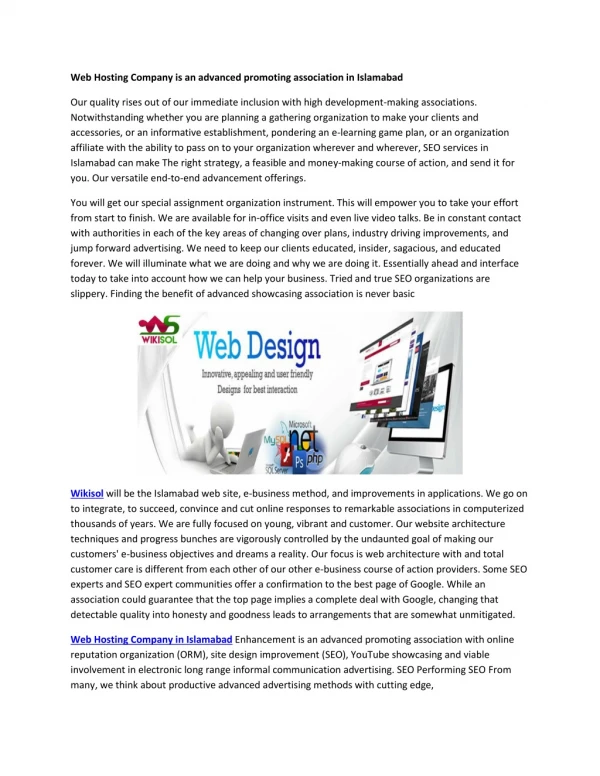 web hosting company is an advanced promoting