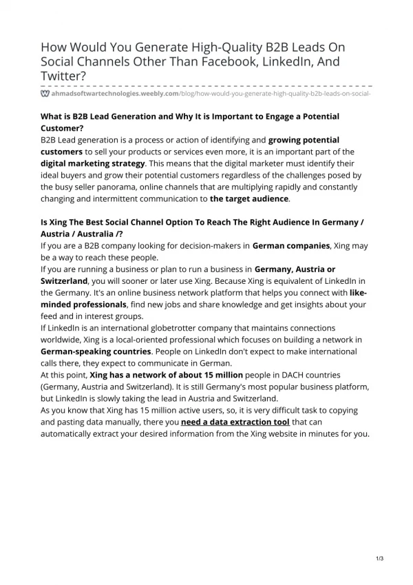 how would you generate high quality b2b leads